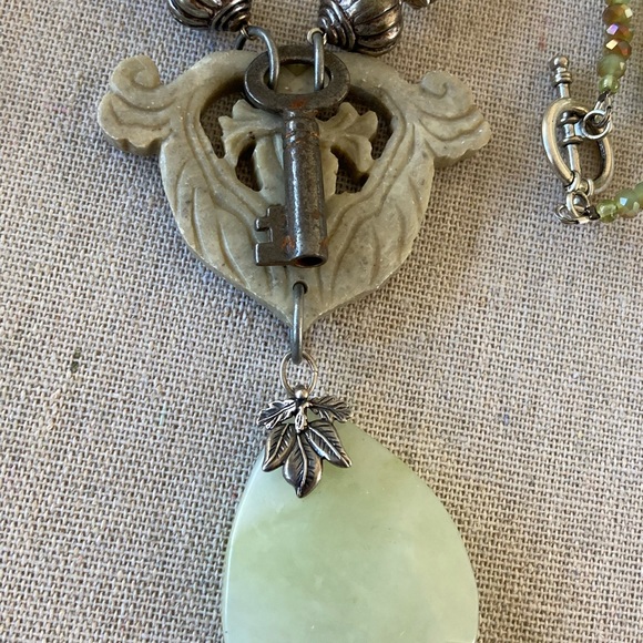 Bohemian Style Laura Hansen Designs New Jade Necklace w Jasper Pendant - Picture 1 of 9